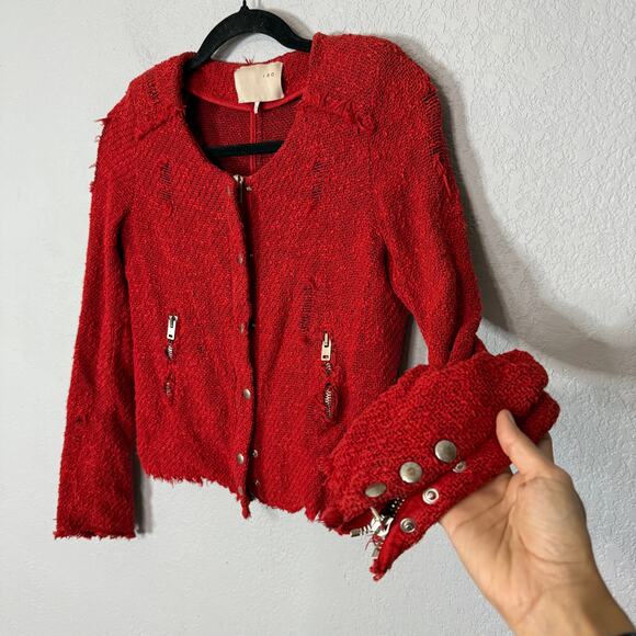 IRO Agnette Tweed Jacket Red Size 1 - Picture 3 of 6
